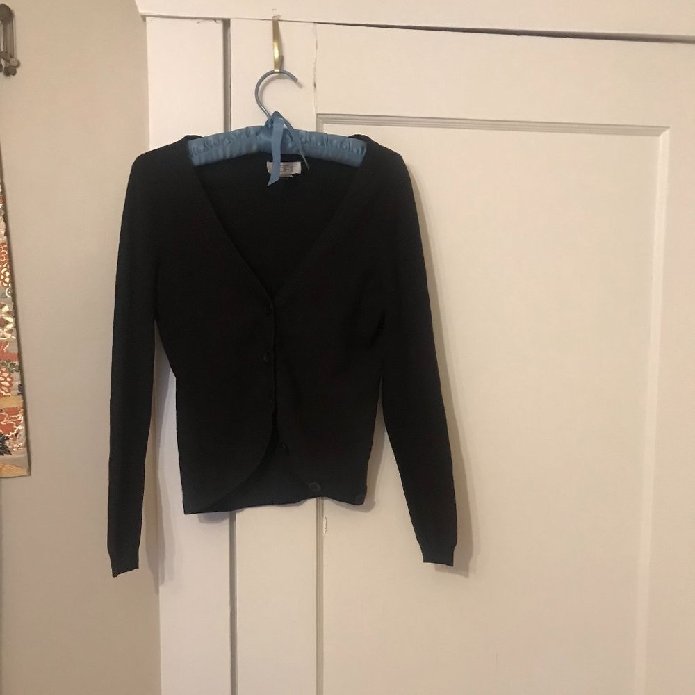 Vintage-2000s-Ann Taylor Loft-Black Cardigan-X-Small